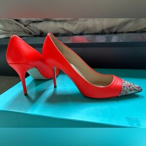 NEW "Neon red" j. Crew new elsie pumps